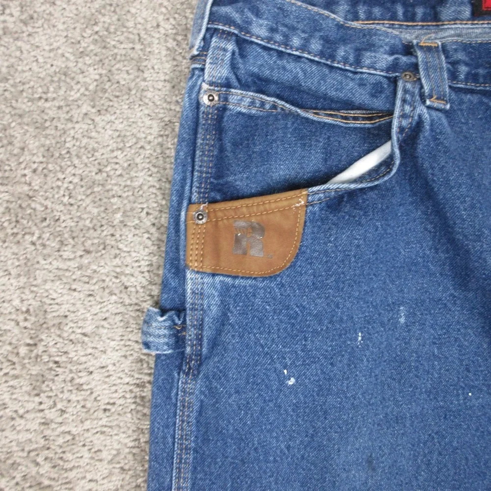 Wrangler Riggs Jeans Mens 38x32 Blue Cotton Paint Carpenter Workwear Denim Pants